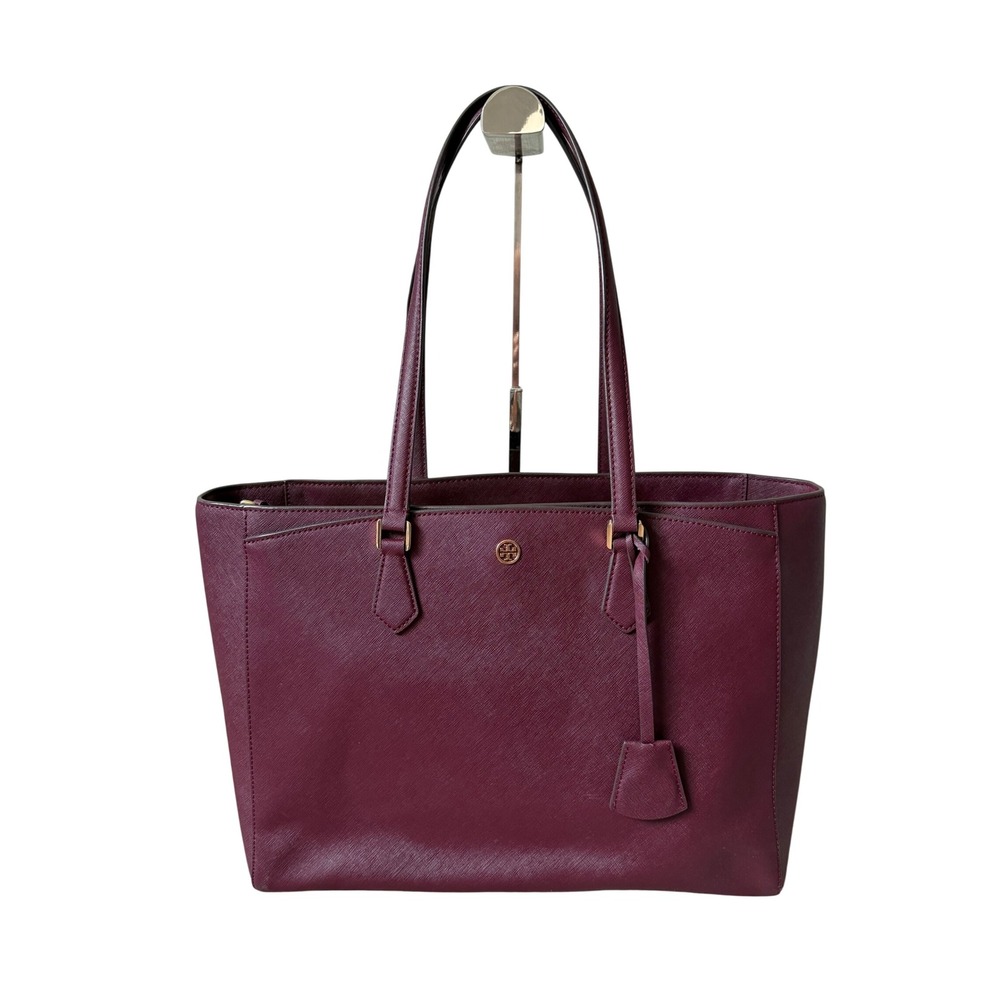 Tory Burch Tote Bag Robinson Saffiano Leather Burgundy